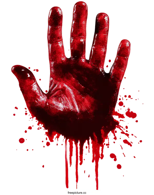 [Transparent Background PNG]Bloody Hand Illustration Featuring Splashes and Drips
