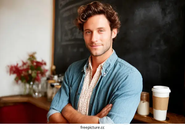 Friendly Cafe Owner Portrait in a Cozy Shop
