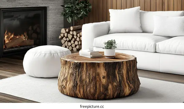 Modern Rustic Living Room with Wooden Coffee Table
