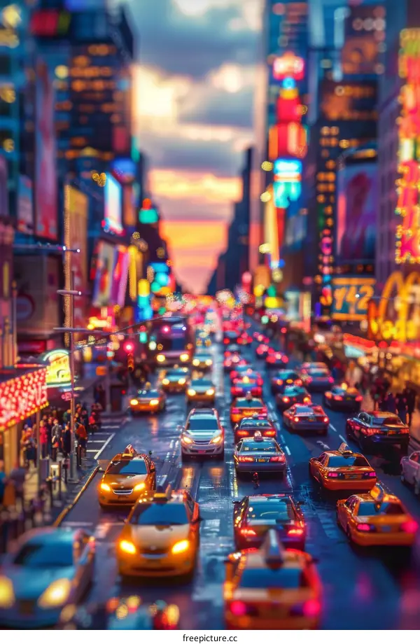 Busy Night in New York Citys Times Square