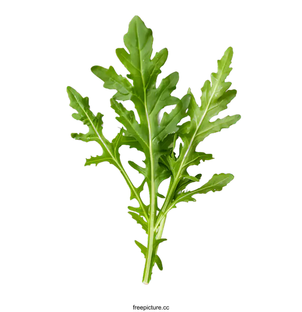 [Transparent Background PNG]Fresh Green Arugula Leaves Isolated on White Background