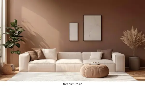 Modern Beige Living Room Interior Design