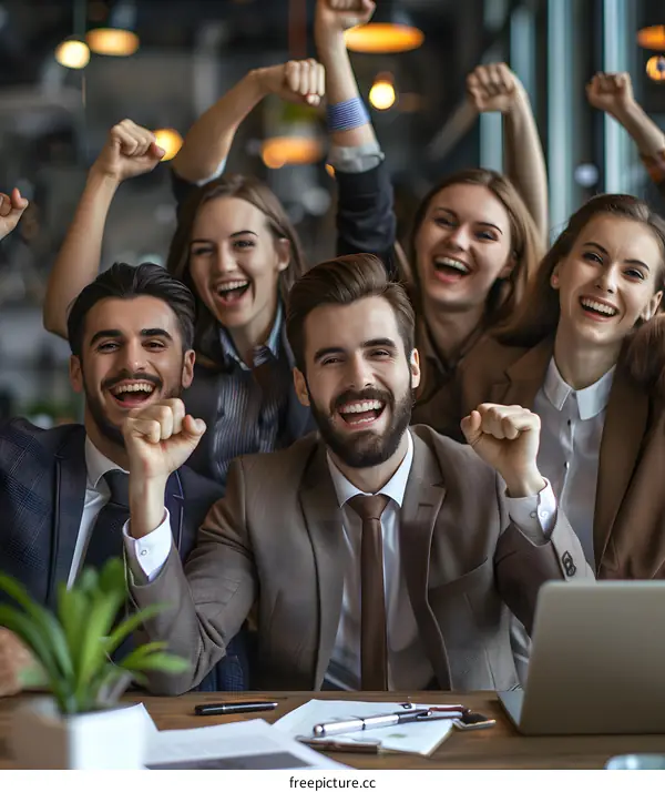 Group of business people celebrating their success