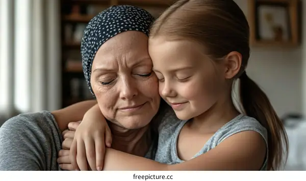 Mother and Daughter Embrace in Comforting Moment