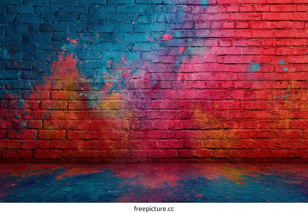 Colorful Graffiti Brick Wall Background