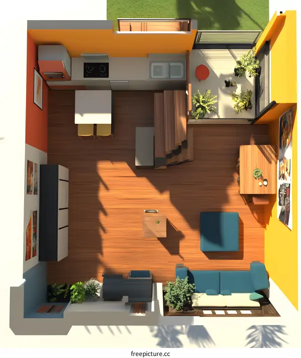 Top View Interior Design of a Modern Apartment