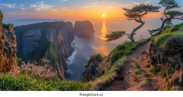 Sunrise over the Sea and Cliffs