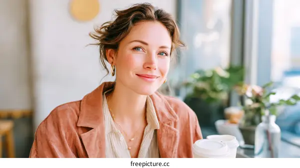 Woman enjoying a coffee in a cafe