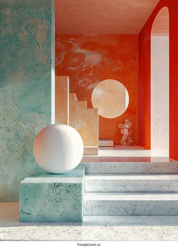 Modern Geometric Interior with Warm Lighting