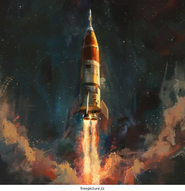 Retro Rocket Launch: A Journey Into Space