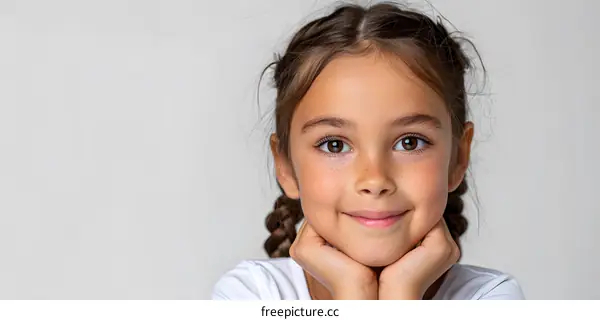 Portrait of a Cute Young Girl with Freckles