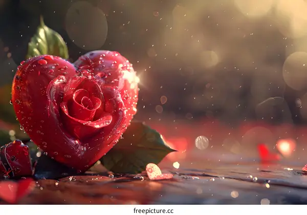 A crystal clear heart-shaped rose flower