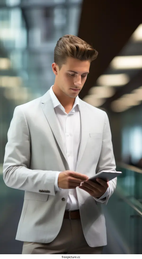 Young businessman using a tablet