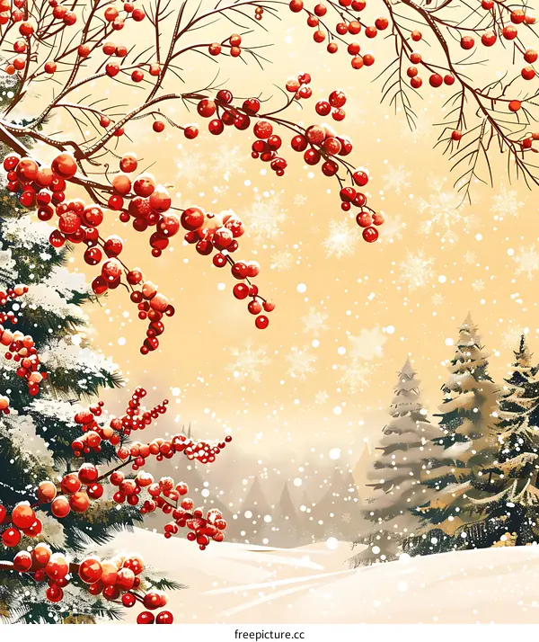 Red berries on a snowy winter day