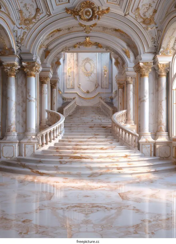 Elegant Grand Staircase in a Majestic Palace