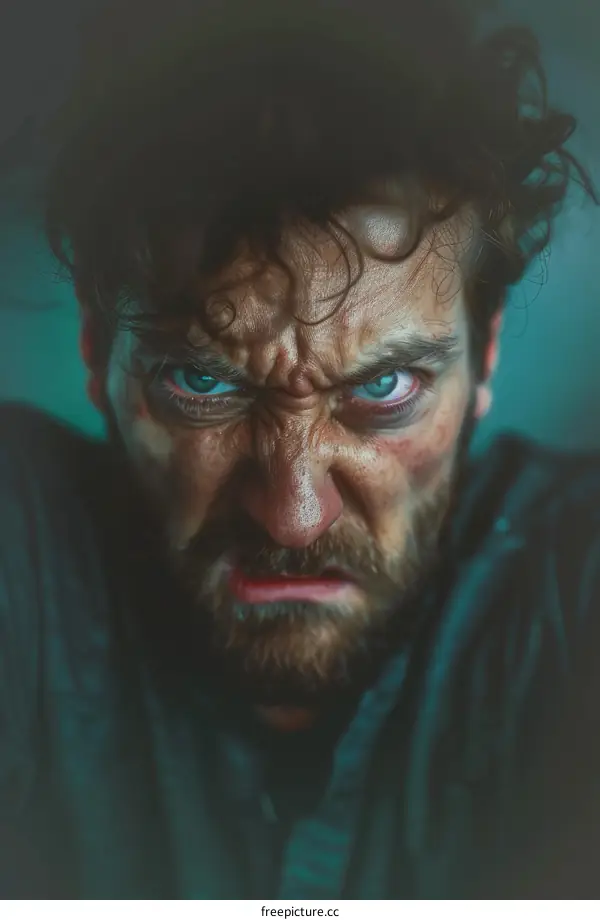 Close-up Angry Man Portrait