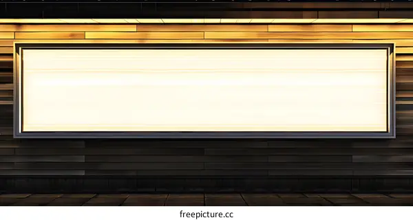 Blank Billboard on Wooden Wall with Lights