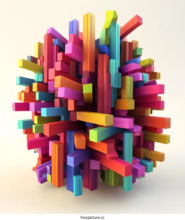 Colorful Abstract 3D Rendered Wooden Blocks
