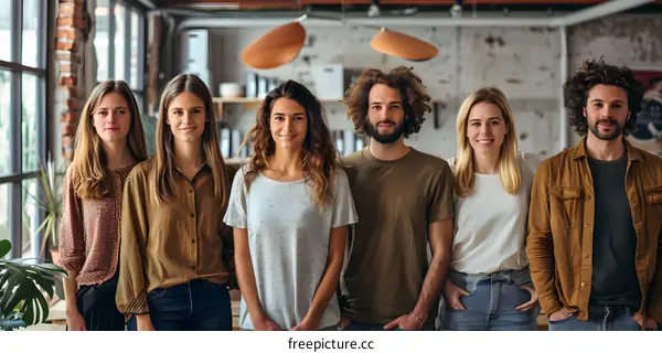 portrait of a group of young professionals smiling at the camera