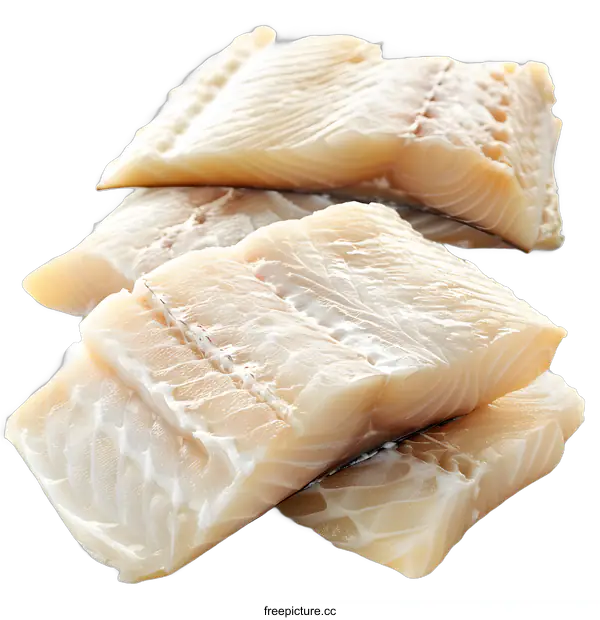 [Transparent Background PNG]Fresh cod fillets on white background