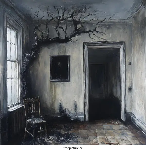 Dark Room with a Tree Branch