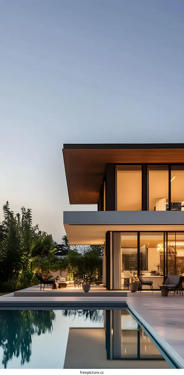 Modern House with Swimming Pool and Patio