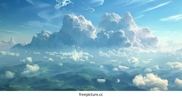 Vast Sky Cloudscape Over Mountain Ranges