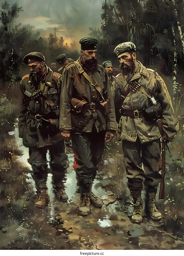 Weary Soldiers Returning from Battle