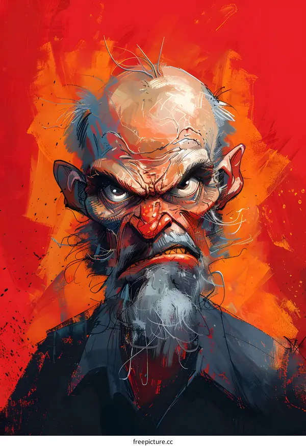 An illustration of an old man with a beard.