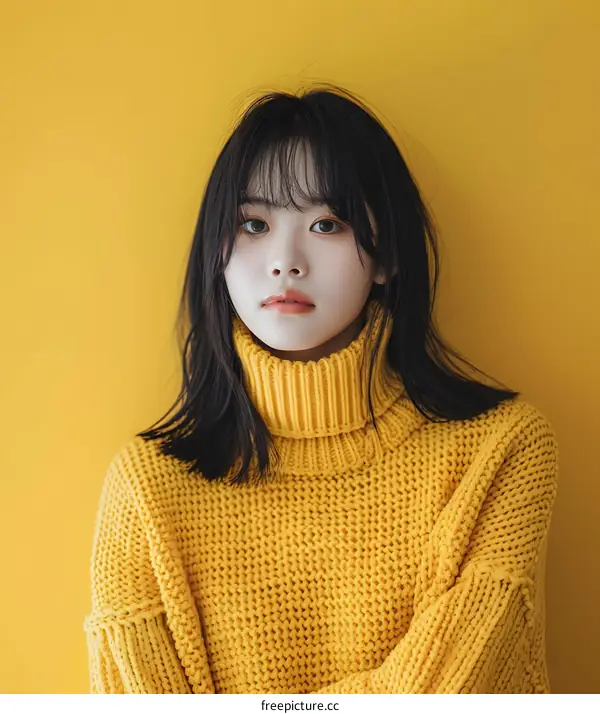 Young Woman in Yellow Sweater Portrait