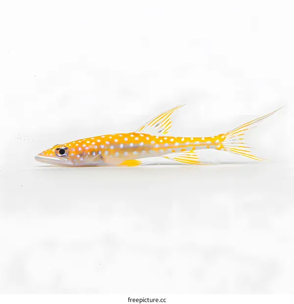A yellow fish with white dots on its body