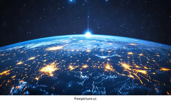 Earth from Space with City Lights