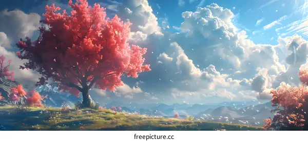 Cherry Blossoms on a Hill
