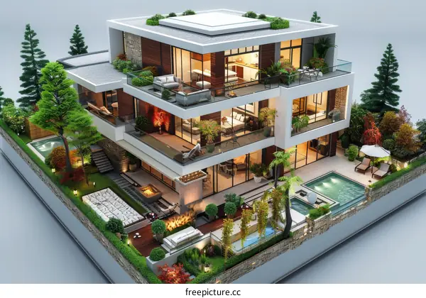 Modern Luxury Villa Design Illustration
