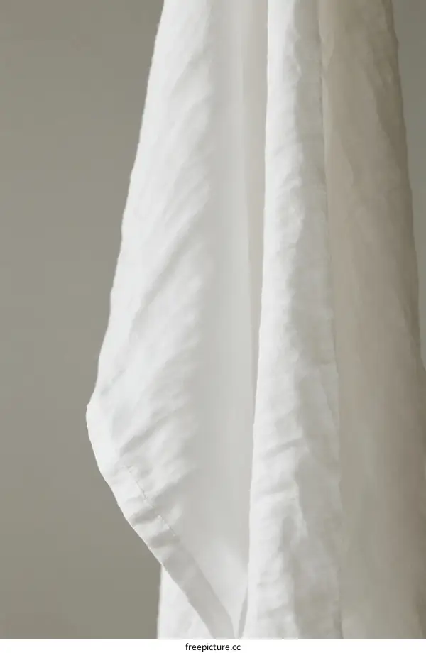 White Textile Fabric Hanging Against Neutral Background