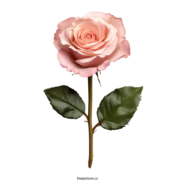 [Transparent Background PNG]Beautiful Pink Rose with Delicate Leaves