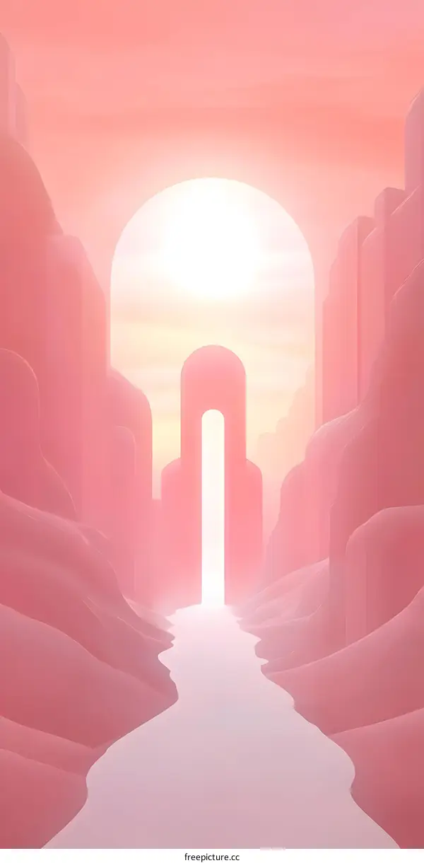 Abstract Pink Canyon Landscape with White Path