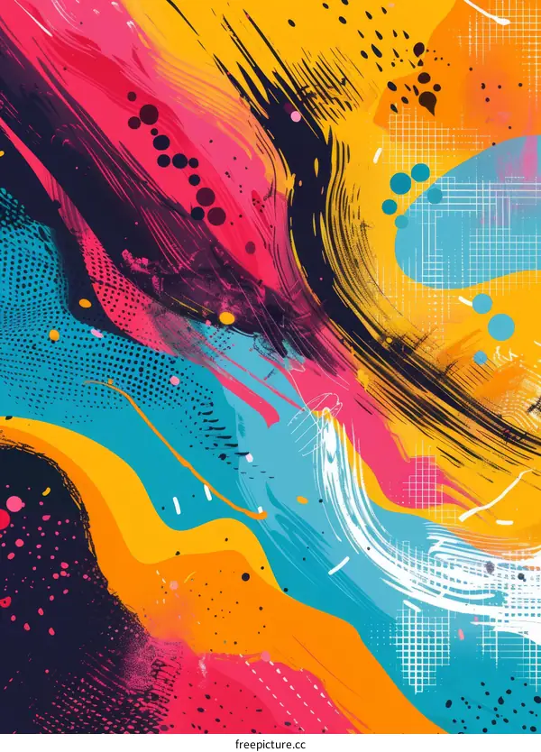 Dynamic Abstract Painting with Vibrant Colors