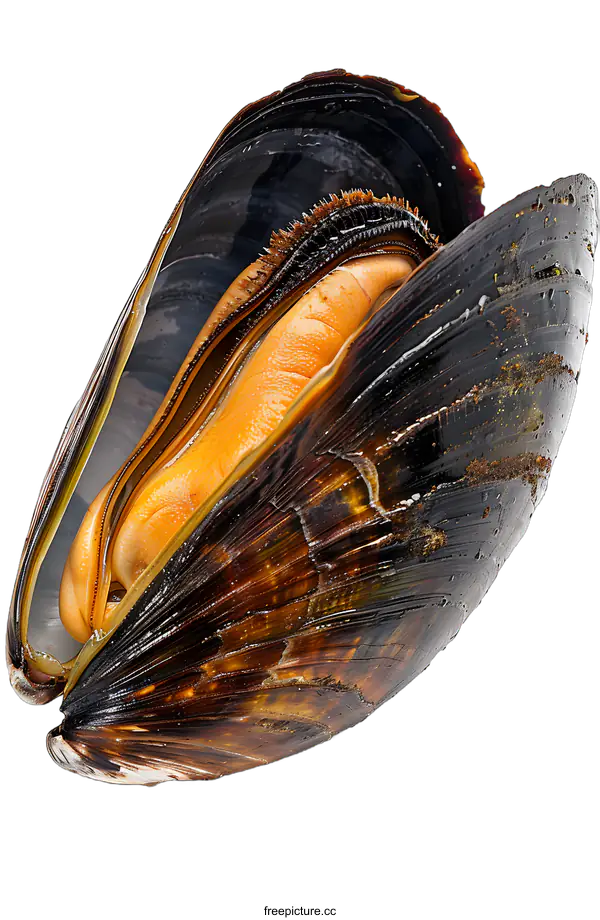 [Transparent Background PNG]Fresh open mussel on white background