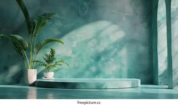 Minimalist Green Room Interior with Plants