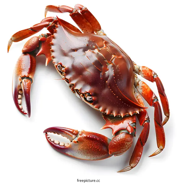 Fresh Cooked Crab on White Background