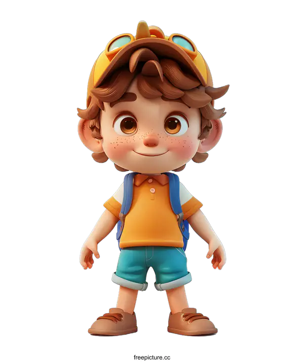 [Transparent Background PNG]3D Cartoon Boy Ready for Adventure