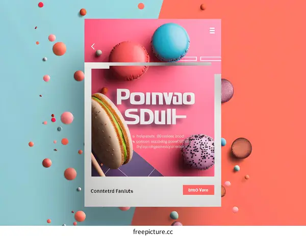 Colorful Macarons on Pink Background