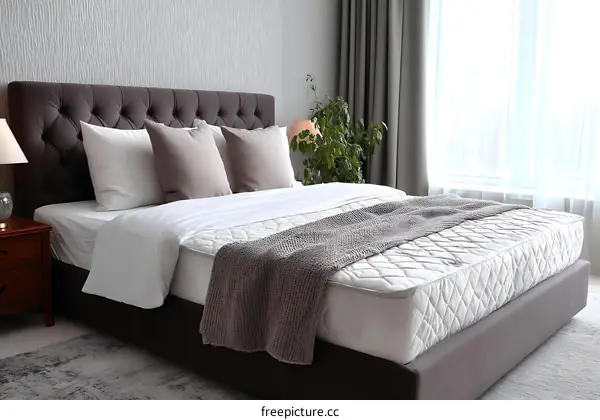 Modern Bedroom with Cozy Bedding and Mattress
