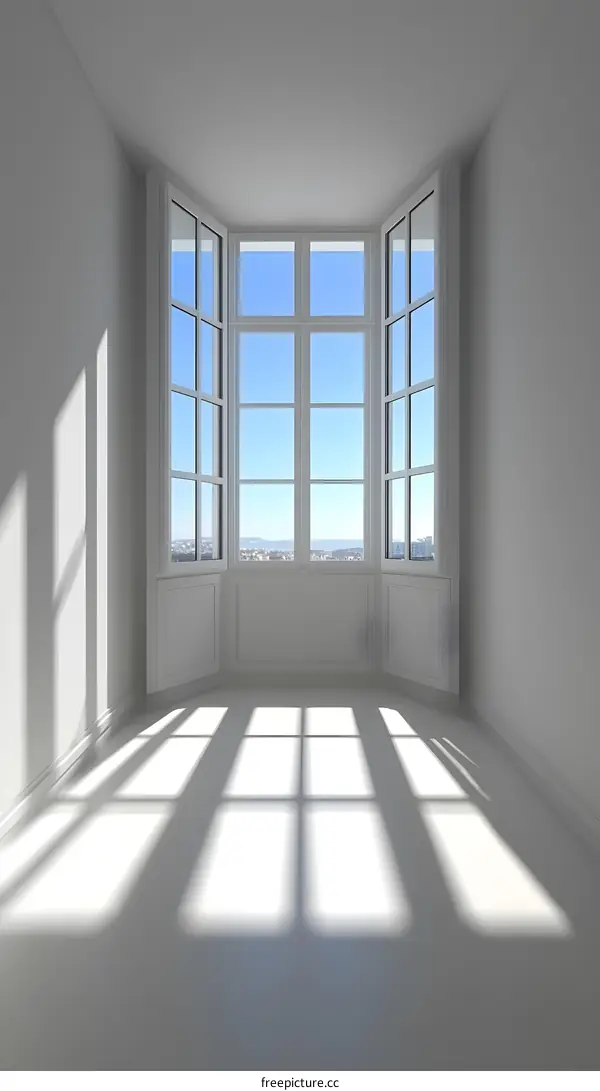 White Room With Window View And Sunbeams