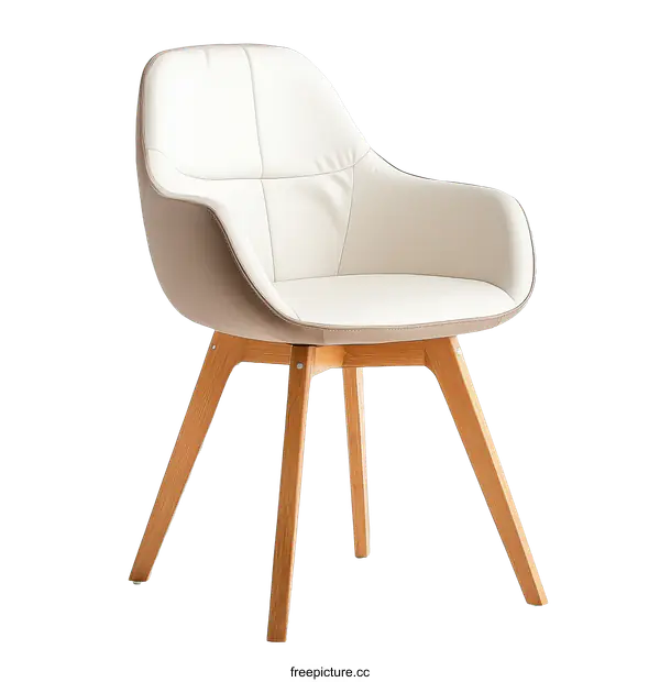 [Transparent Background PNG]Modern Stylish Light Beige Leather Dining Chair