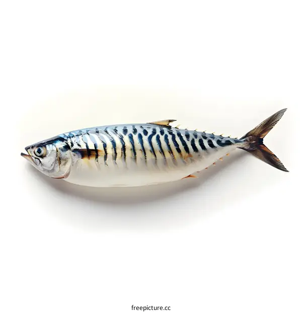 Fresh Whole Mackerel on White Background