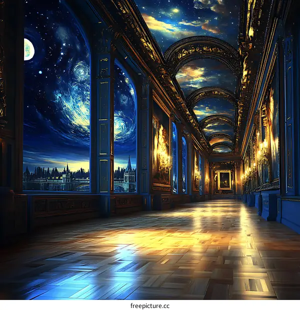 Night Sky View From Palace Hallway
