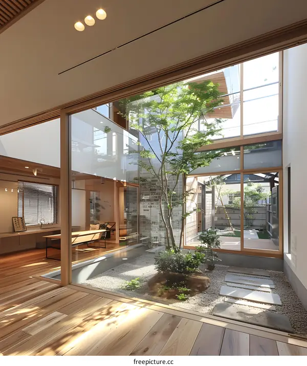 Modern Japanese House with Indoor Garden