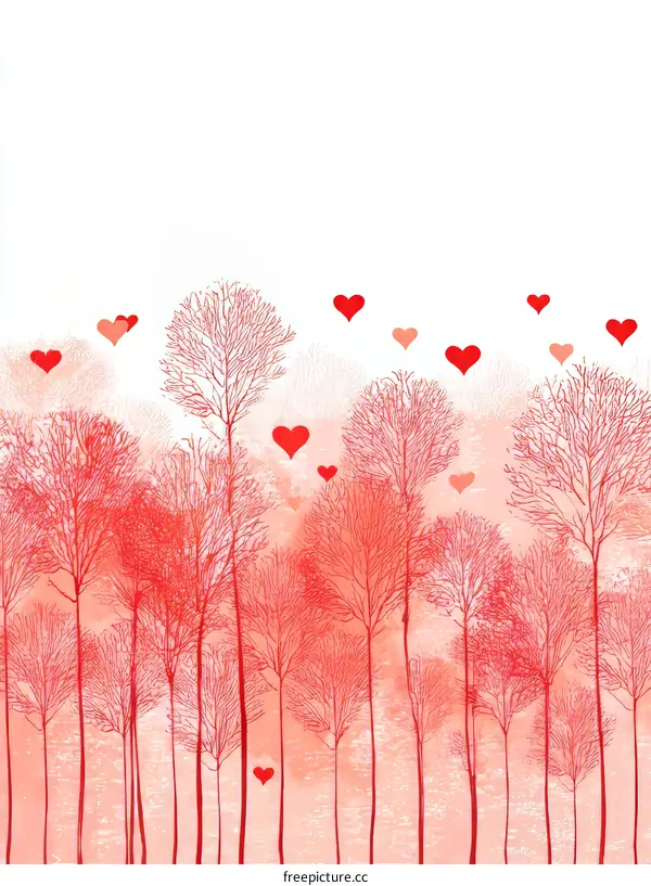 Red Trees with Hearts - Love in Nature